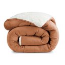 Ver imagem 1 de Edredom Versatil Queen Dupla Face Sherpa Toque Lã Carneiro - Apricot - 100% Poliéster