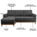 Ver imagem 6 de Sofá Living 200cm 3 Lugares com Chaise Esquerdo Kayrós D05 Linho Chumbo - Mpozenato
