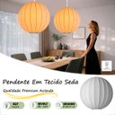 Ver imagem 2 de Lustre Pendente Esfera Tecido Bubble Seda 60 Cm Grande Tec13
