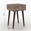 Ver imagem 4 de Mesa Lateral 1 Gaveta com Pés de Madeira Retrô - Rústico