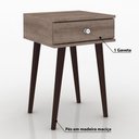Ver imagem 3 de Mesa Lateral 1 Gaveta com Pés de Madeira Retrô - Rústico