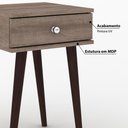 Ver imagem 2 de Mesa Lateral 1 Gaveta com Pés de Madeira Retrô - Rústico