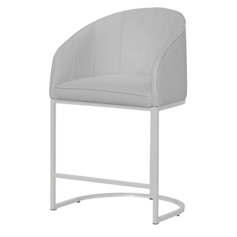 Poltrona Estilo Banqueta Mia Tecido Suede Base Metal Branco - Estopar Poltrona Mia Base Branca Suede