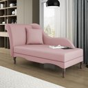 Ver imagem 1 de Divã Recamier Chaise Longue Valentina Clássico com Pés de Madeira Veludo Rosê - Desk Design