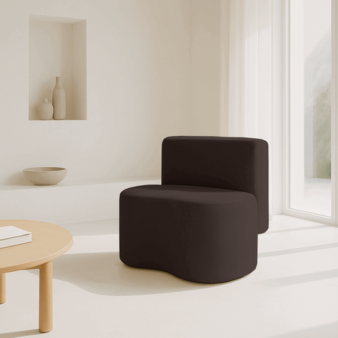 Puff Orgânico Feijão com Encosto Curvo Redondo Sala Resistente Confortável Suede
