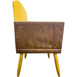 Kit 2 Poltronas Decorativa para Sala Recepção Escritório Consultório Lis Corino Peroba e Suede - 6
