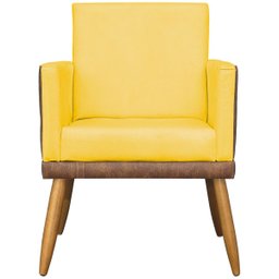 Kit 2 Poltronas Decorativa para Sala Recepção Escritório Consultório Lis Corino Peroba e Suede - 5