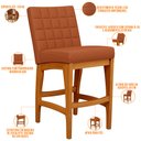 Ver imagem 3 de Banqueta Baixa Para Cozinha Bancada Bar Sala De Jantar Fixa Mila L02 Tecido Terracota - Lyam Decor B