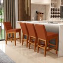 Ver imagem 2 de Banqueta Baixa Para Cozinha Bancada Bar Sala De Jantar Fixa Mila L02 Tecido Terracota - Lyam Decor B