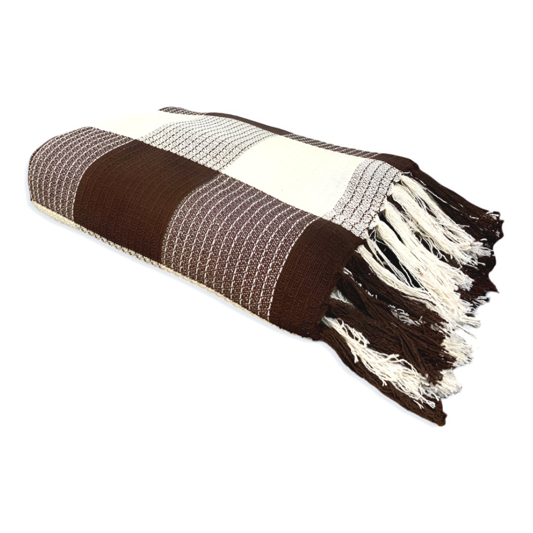 Manta P/ Sofá - Xadrez - 3 Lugares - 1,45m X 1,95m - Marrom - Gouvea Textil - 1
