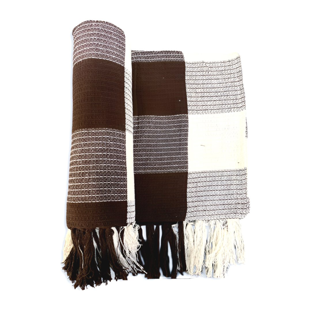 Manta P/ Sofá - Xadrez - 3 Lugares - 1,45m X 1,95m - Marrom - Gouvea Textil - 2