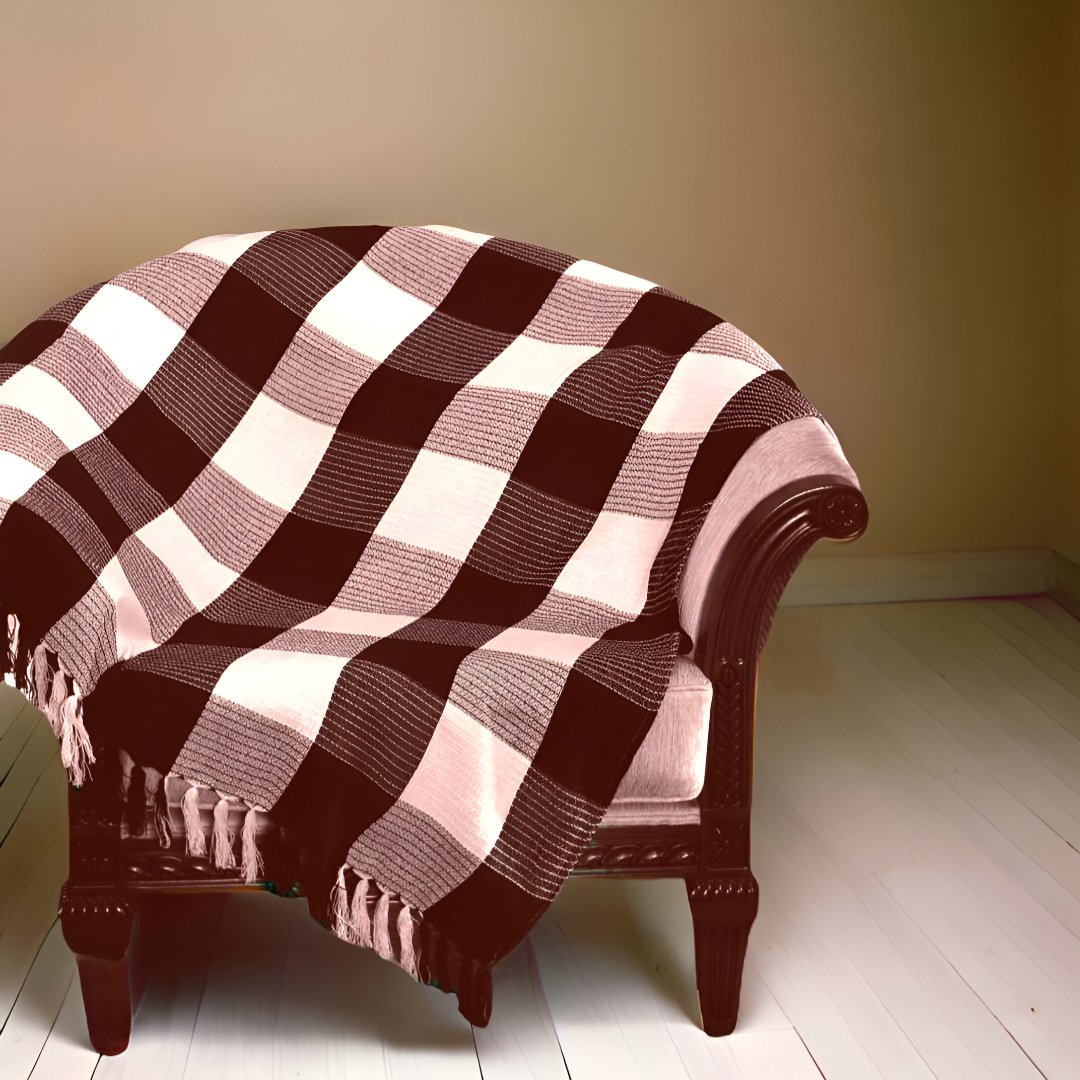 Manta P/ Sofá - Xadrez - 3 Lugares - 1,45m X 1,95m - Marrom - Gouvea Textil - 5