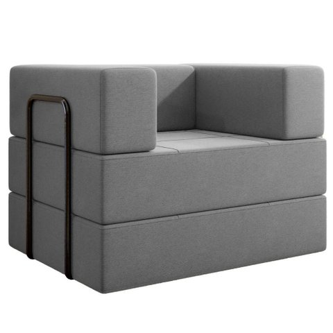 Poltrona Cama Modular 90 Cm Monaco Linho Cinza Vconcept