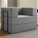 Ver imagem 2 de Poltrona Cama Modular 90 Cm Monaco Linho Cinza Vconcept