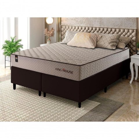 Cama Box San Diego Espuma King 193x203 Bege King House