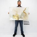 Ver imagem 2 de Quadro Decorativo em Canvas Abstrato Mármore Branco Gold TaColado Moldura Flutuante 4,5cm Madeira 90