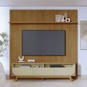 Ver imagem 1 de Conjunto Painel com Bancada Andrew 3 Gavetas Mdp até 75 Cumaru/opala G97 - Gran Belo