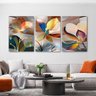 Kit com 3 Quadros Decorativos 70x50 Cm Floral Moderno, Tela Canvas, na Posição Vertical - 1