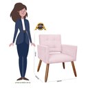 Ver imagem 4 de Poltrona Recepção Camila Suede Rosa Bebê Pés Palito - Vallisa Decor