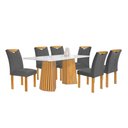 Ver imagem 2 de Conjunto Mesa Stella Ripada 170cm com 6 Cadeiras Stella Tampo Smart Plus com Vidro