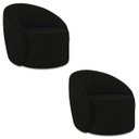 Ver imagem 2 de Poltrona Sala Decorativa Redonda Kit 2 Steve Suede Preto I01 - Mpozenato