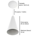 Ver imagem 4 de Pendente Cone Lowcost Aluminio Decoracao Branco
