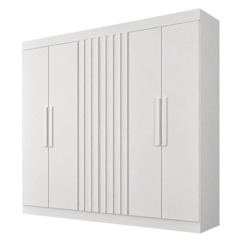 Guarda Roupa Casal 6 Portas Delta Branco Ripado - Leifer