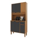 Ver imagem 3 de Armário de Cozinha Compacta Fidelitá Bari 90cm 6 Portas 1 Gaveta com Tampo e Fundo Freijó/chumbo