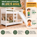 Ver imagem 2 de Beliche Infantil com Escorregador Bicama Divertida 1,50 m Mini Cama Branca