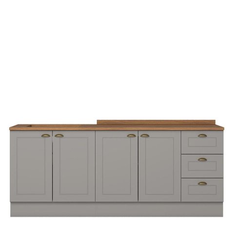 Cozinha Modulada Americana 2 Peças Balcões 120cm e 80cm Cinza/nature com Tampos Mdp - Móveis Henn