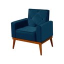 Ver imagem 3 de Kit 6 Poltronas Decorativa Florença Pés em Madeira Maciça Estofado Veludo - Azul