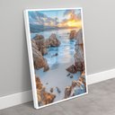 Ver imagem 2 de Quadro Decorativo Mar entre Pedras Vertical Sala Quarto Casa Escritório