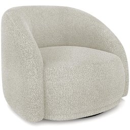 Poltrona Decorativa Giratória Angelina M03 Bouclê Bege Claro - Lyam Decor - 1
