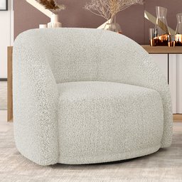 Poltrona Decorativa Giratória Angelina M03 Bouclê Bege Claro - Lyam Decor - 2