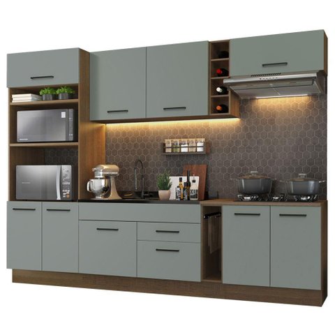 Cozinha Completa Agata sem Tampo e Pia Rustic/Cinza Madesa