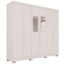 Ver imagem 3 de Guarda-roupa Casal Pinheiro 6 Portas 2 Gavetas com Espelho Branco - Pnr Móveis