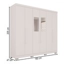 Ver imagem 5 de Guarda-roupa Casal Pinheiro 6 Portas 2 Gavetas com Espelho Branco - Pnr Móveis