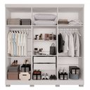 Ver imagem 4 de Guarda-roupa Casal Pinheiro 6 Portas 2 Gavetas com Espelho Branco - Pnr Móveis
