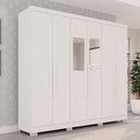 Ver imagem 1 de Guarda-roupa Casal Pinheiro 6 Portas 2 Gavetas com Espelho Branco - Pnr Móveis