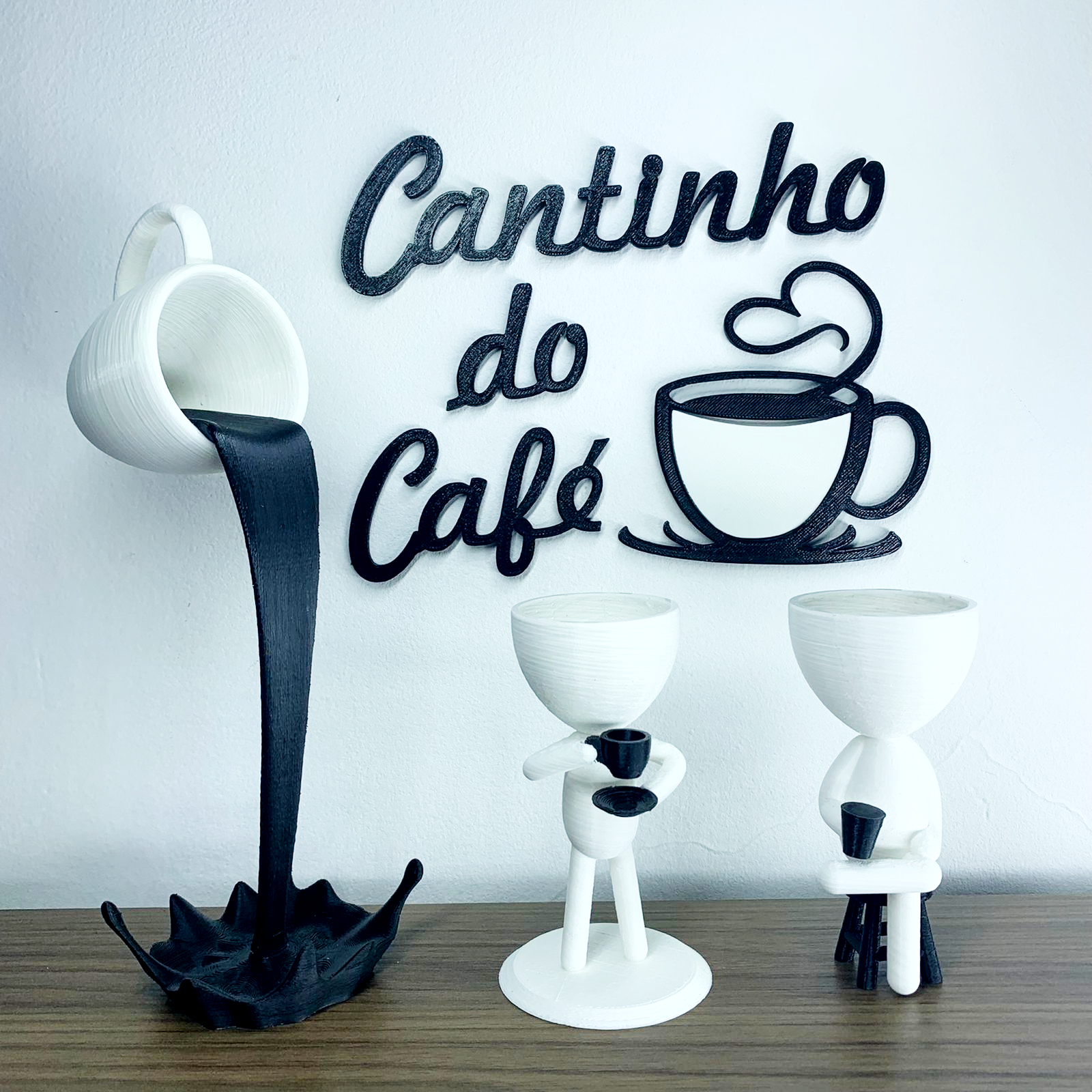 Kit Completo Cantinho do Café - Vasinhos Robert Plant Xícara Flutuante e Letreiro – Branco - 1