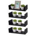 Ver imagem 1 de Kit 4 Prateleiras Nichos em U 40x20 MDF Preto com Suporte Flutuante Invisível