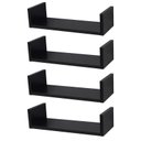 Ver imagem 2 de Kit 4 Prateleiras Nichos em U 40x20 MDF Preto com Suporte Flutuante Invisível