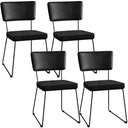 Ver imagem 1 de Kit 04 Cadeiras Decorativas Sala Jantar Allana L02 Couríssimo Preto Linho Chumbo - Lyam Decor