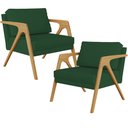 Ver imagem 1 de Kit 02 Poltronas Decorativas Sala Pietra Estrutura De Madeira L02 Suede Verde Musgo - Lyam Decor