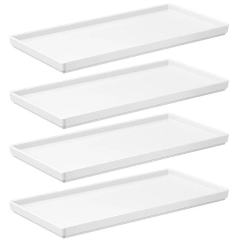 Kit 4 Pratos Retangulares Branco Servir Petiscos 27x13cm Comidas Japonesa Bandejas Decorativa Uno