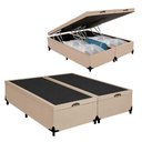Ver imagem 1 de Cama Box com Baú Casal Bipartido Sintético Pneumático Tecido Bege Royal Sleep