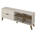Ver imagem 2 de Rack Bancada Tv 75 Pol Mdf 2 Gavetas Cedro Off White Arly