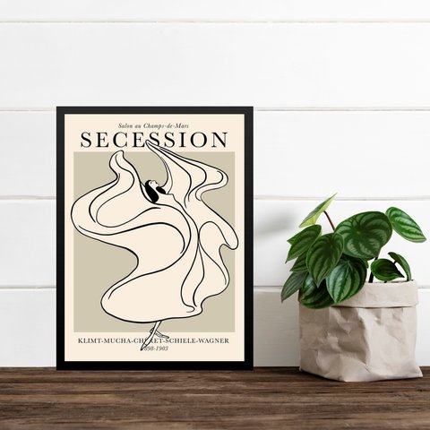 Quadro Decorativo Minimalista Mulher - Klimt 33x24cm - com Vidro:moldura Preta