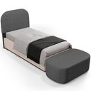 Ver imagem 5 de Cabeceira Cama Box 100cm Lanna com Puff Recamier Doha W01 Linho Cinza Escuro - Lyam Decor