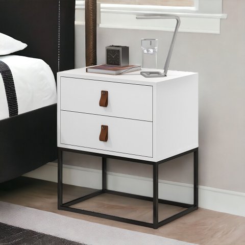 Mesa de Cabeceira Unic 45 Moderna Corrediças Telecóspicas:branco/preto